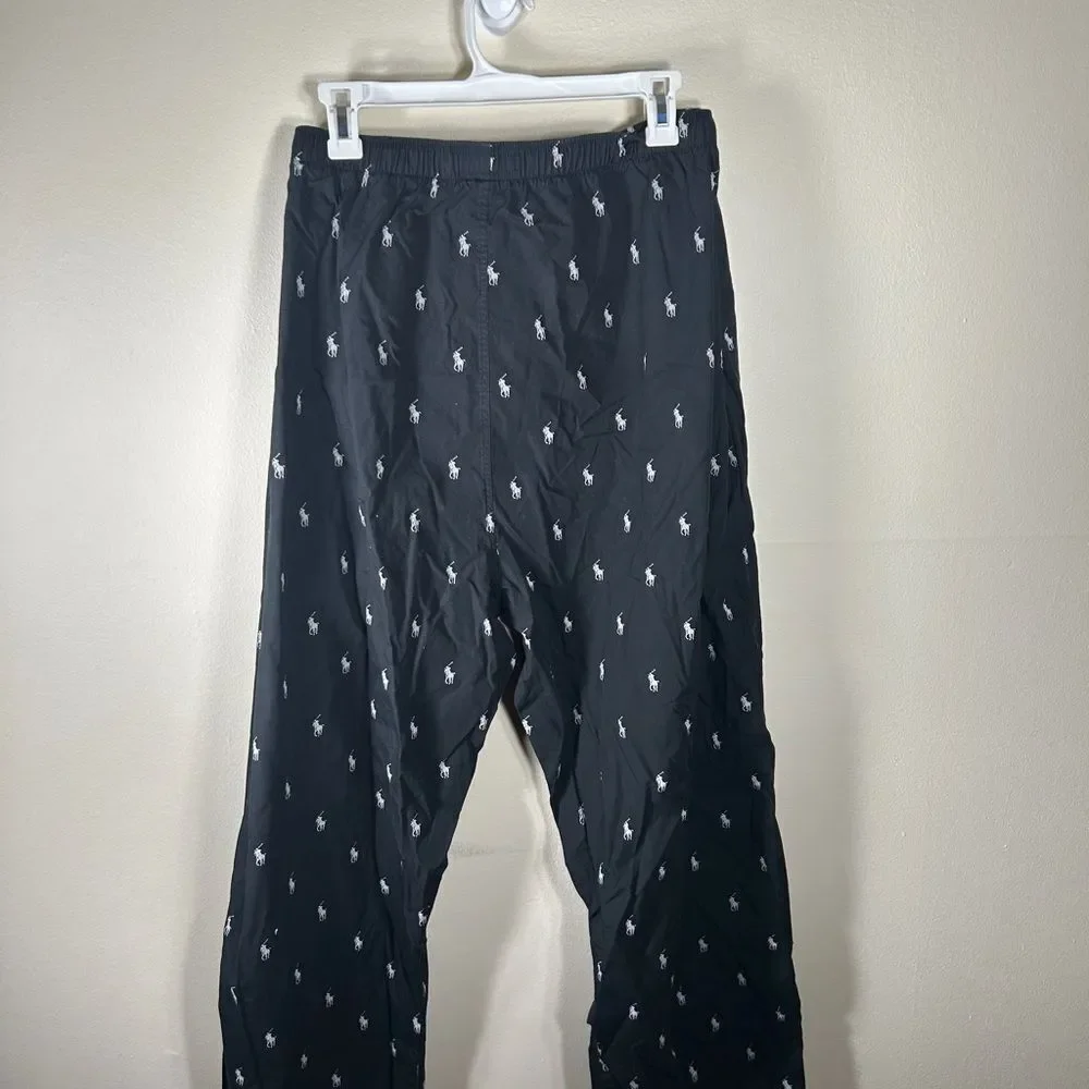 Polo by Ralph Lauren Black Joggers with White Logo Pattern